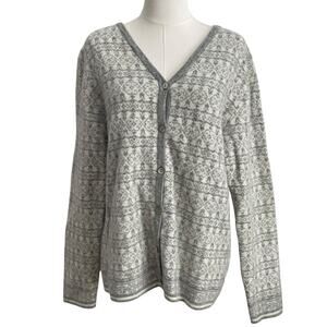 Mercer & Madison Fair Isle Cardigan Sweater Womens Large Lambswool Angora Luxe
